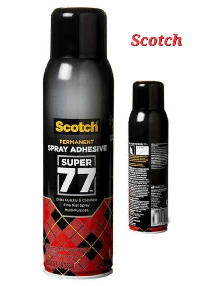Scotch  Spray Super 77 Mount Adhesive 13.5oz (385gr.) Transparent color, 1 bottle/pack | Permanent Spray Adhesive | Ideal for mock-ups, Presentations, Display Boards | Artist's Adhesive | Glue | Super Glue - Image 1