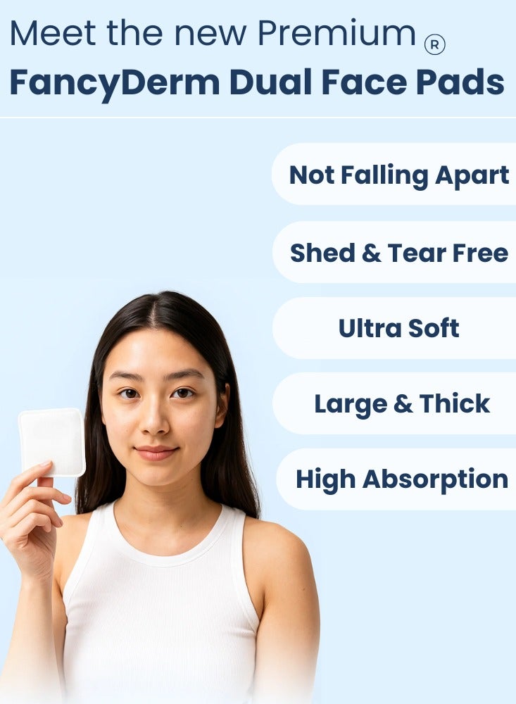 FancyDerm Cotton Pads Makeup for Face, 80 Large Dual Sided Makeup Remover Toner Micellar Water Pads, Lint & Tear Free, No Shedding, Triple Layers Skincare Pads, Textured & Ultra Soft SideBundle - Image 2
