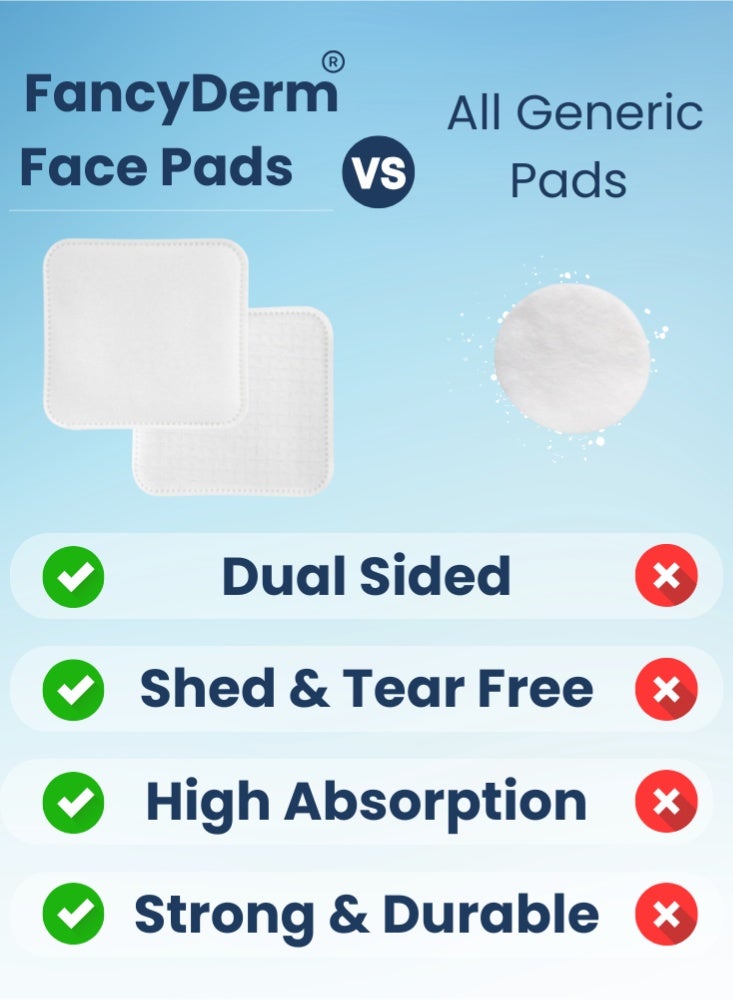 FancyDerm Cotton Pads Makeup for Face, 80 Large Dual Sided Makeup Remover Toner Micellar Water Pads, Lint & Tear Free, No Shedding, Triple Layers Skincare Pads, Textured & Ultra Soft SideBundle - Image 4