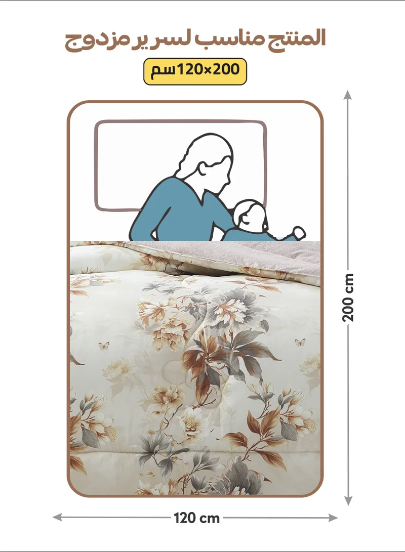 Donetella Bedding Comforter Set Single Size, 4-Pcs Bed Set Fits 120x200 Cms -Printed Bedding Set-All Season- Brushed Microfiber (طقم مفرش سرير فندقي)