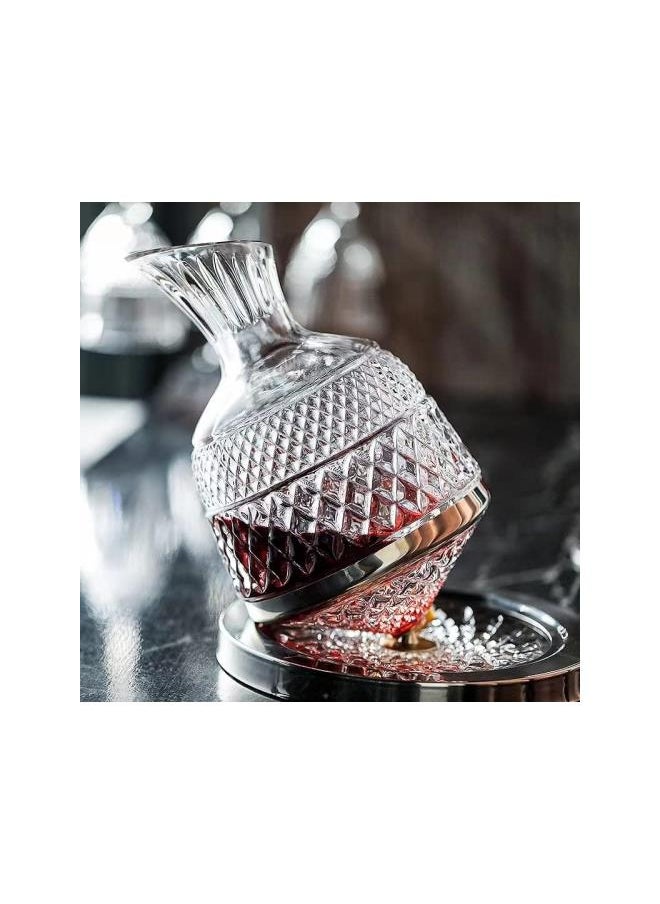 WYBOT - Spinning Wine Decanter, Crystal Glass Wine Decanter, Manual Rotation 360°Rotating, 1.5L/50Oz Crystal Rotating Decanter for Wine Liquor Drinker, Glass Wine Decanter, Red Wine Aerator - Image 1