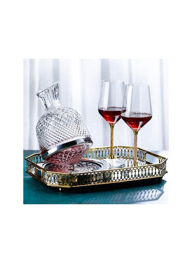 WYBOT - Spinning Wine Decanter, Crystal Glass Wine Decanter, Manual Rotation 360°Rotating, 1.5L/50Oz Crystal Rotating Decanter for Wine Liquor Drinker, Glass Wine Decanter, Red Wine Aerator - Image 1
