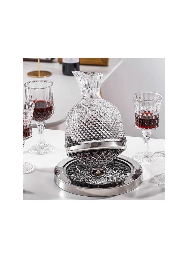 WYBOT - Spinning Wine Decanter, Crystal Glass Wine Decanter, Manual Rotation 360°Rotating, 1.5L/50Oz Crystal Rotating Decanter for Wine Liquor Drinker, Glass Wine Decanter, Red Wine Aerator - Image 1