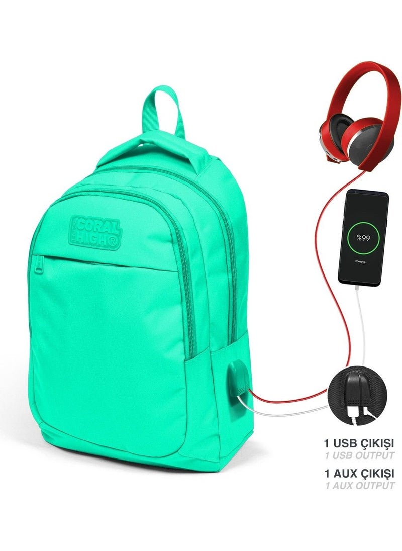 CORAL HIGH School and Lunch Bag Set - Girl Water Green - USB Socket  - Image 3