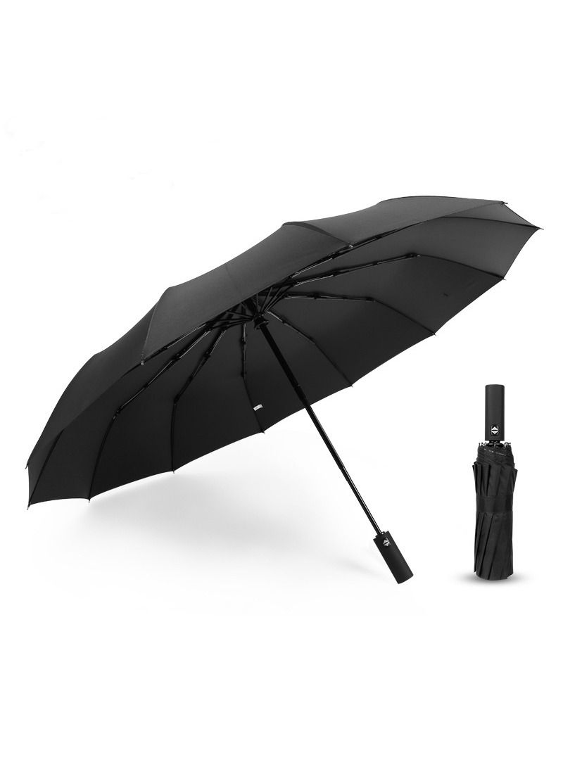 Joychic 12 Ribs Strong Large Auto Open-Close Sun Rain Wind-proof Travel Umbrella For Men Women Adults Black - Image 1