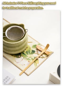 MissTiara Japanese Matcha Tea Set, 7Pcs Matcha Matcha Set with Matcha Bowl, Matcha Bamboo Whisk, Scoop, Whisk Holder, Stainless Steel Tea Sifter, Tea Making Kit  - Image 2