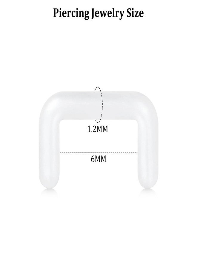 DJCIW 16G Clear Septum Retainer, 20PCS Clear U Shape Flexible Septum Piercing Retainers, Invisible Acrylic Plastic Septum Rings for Work School 6mm - Image 2