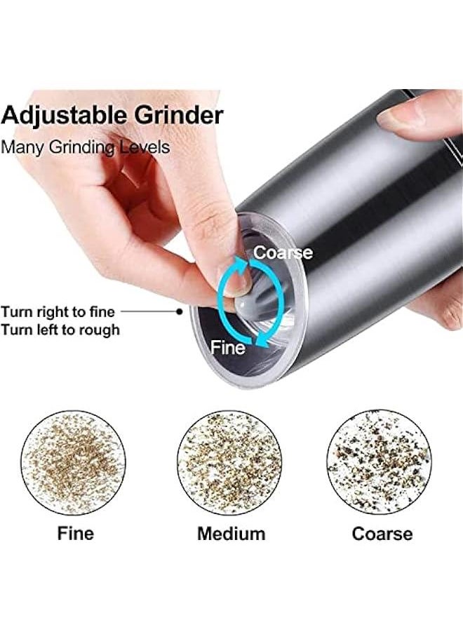 MOXO Gravity Electric Pepper Grinder 2PCS Automatic Salt and Pepper Mill Grinder Stainless Steel Automatic Pepper Mill Adjustable Roughness  Powered with LED Light  Hand Automatic Operation  - Image 3