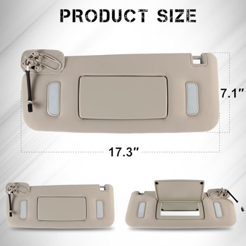 PEVAST Left Driver Side Sun Visor Replacement for Chevrolet GMC 2007 2008 2009 2010 2011 2012 2013 2014,Sunvisor Replaces 22850306(Gray) - Image 3