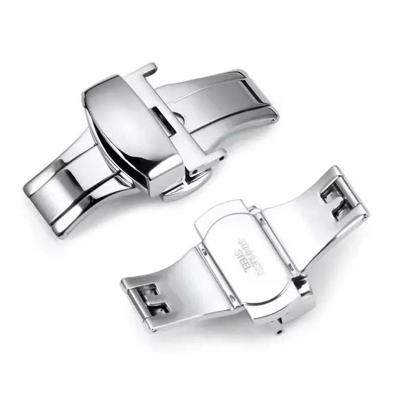 Bluejw Cowhide Alligator Watch Strap Replacement with Thickened Solid Stainless Steel Double Pressure Bow Buckle – Fits 14mm, 16mm, 18mm, 20mm Watches - Image 2