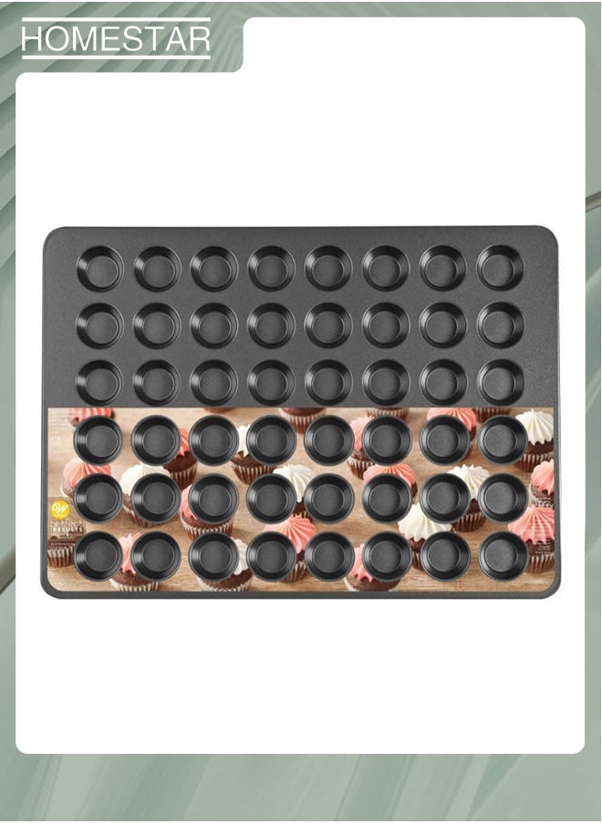 HOMESTAR - 48-Cavities Mini Muffin Bakeware Pan ,Premium Non Stick Mini Round Cupcake Pan Tray Baking Mould, Bakeware Cooking Accessory for Home Kitchen, Black - Image 1