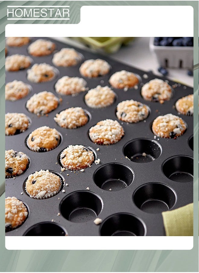 HOMESTAR - 48-Cavities Mini Muffin Bakeware Pan ,Premium Non Stick Mini Round Cupcake Pan Tray Baking Mould, Bakeware Cooking Accessory for Home Kitchen, Black - Image 1