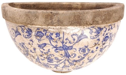 Esschert Design USA Ceramic Wall Planter-Blue/White - Image 3