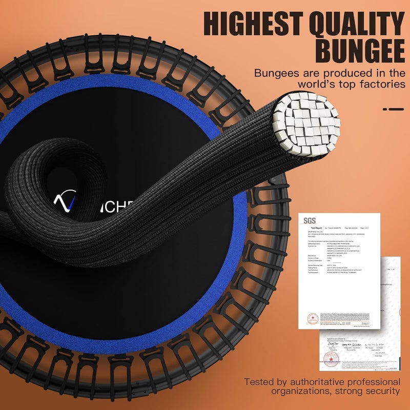 ANCHEER 40"/48" Foldable Rebounder Trampoline for Adults/Kids with Resistance Bands and Bungees, Indoor & Outdoor Mini Trampoline with Bar and Safety Padding - Max Load 450lbs/550lbs - Image 4