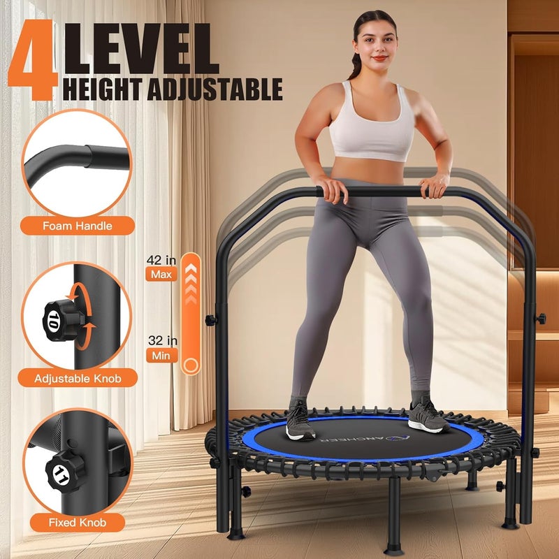 ANCHEER 40"/48" Foldable Rebounder Trampoline for Adults/Kids with Resistance Bands and Bungees, Indoor & Outdoor Mini Trampoline with Bar and Safety Padding - Max Load 450lbs/550lbs - Image 5