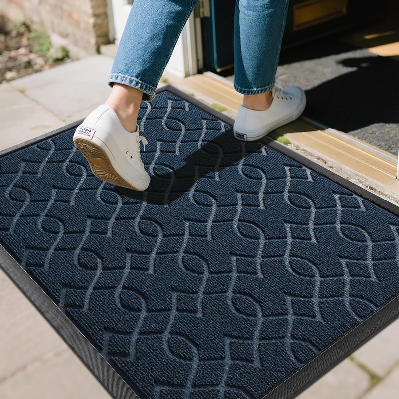 Yimobra Front Door Mats, Heavy Duty Water Absorbent Mud Resistant Easy Clean Entry Outdoor Indoor Rugs,Non Slip Backing, Exterior Mats for Outside Patio Porch Farmhouse, 36 x 24, Blue - Image 1