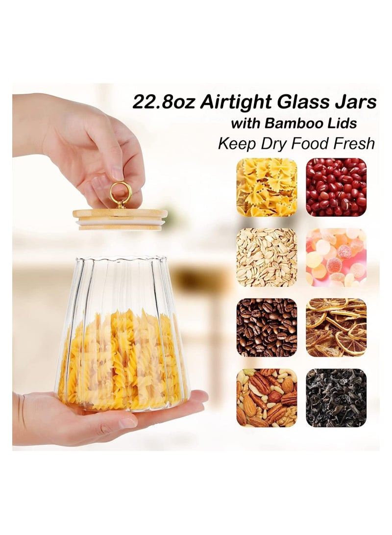 GGEROU مجموعة برطمانات زجاجية محكمة الغلق مكونة من 4 قطع، علبة مكسرات القهوة الزجاجية مع غطاء من الخيزران، حاوية تخزين القهوة المزخرفة بالبتلات (تفتق) - Image 3