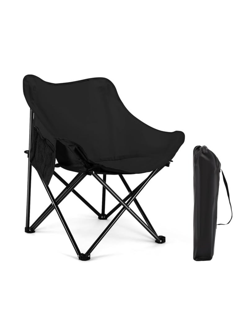 Generic Camping Chair Folding Chair Portable Beach Chair Oxford Cloth Fishing Chair Outdoor Chair for Outdoor Camp Beach Travel Picnic Hiking(Black)  - Image 1