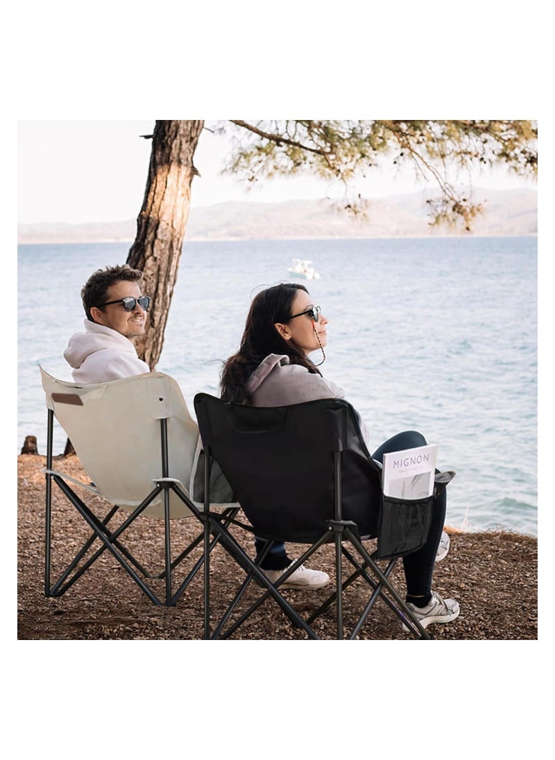 Generic Camping Chair Folding Chair Portable Beach Chair Oxford Cloth Fishing Chair Outdoor Chair for Outdoor Camp Beach Travel Picnic Hiking(Black)  - Image 3