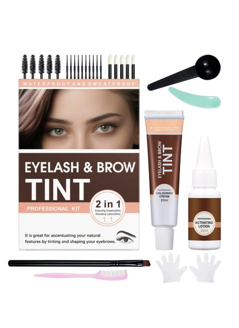 26-Piece Eyebrow & Eyelash Coloring Kit – Professional 20ml Brown Tint for Long-Lasting Results – Safe, Easy to Use, and Perfect for Salon or Home