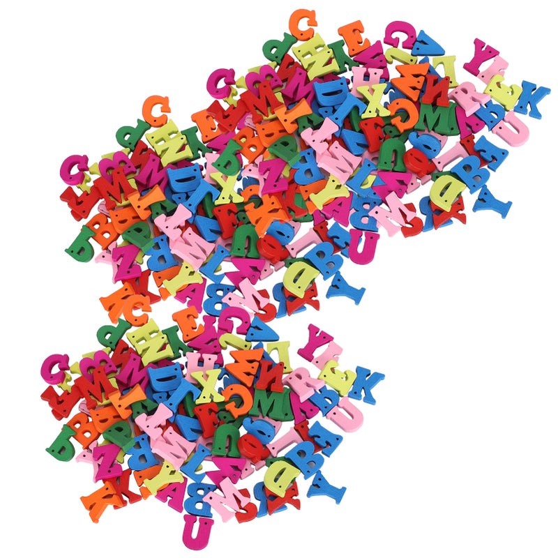 300Pcs Wooden Letters Craft Colorful HandMade Craft Children Education Supplies - Image 1