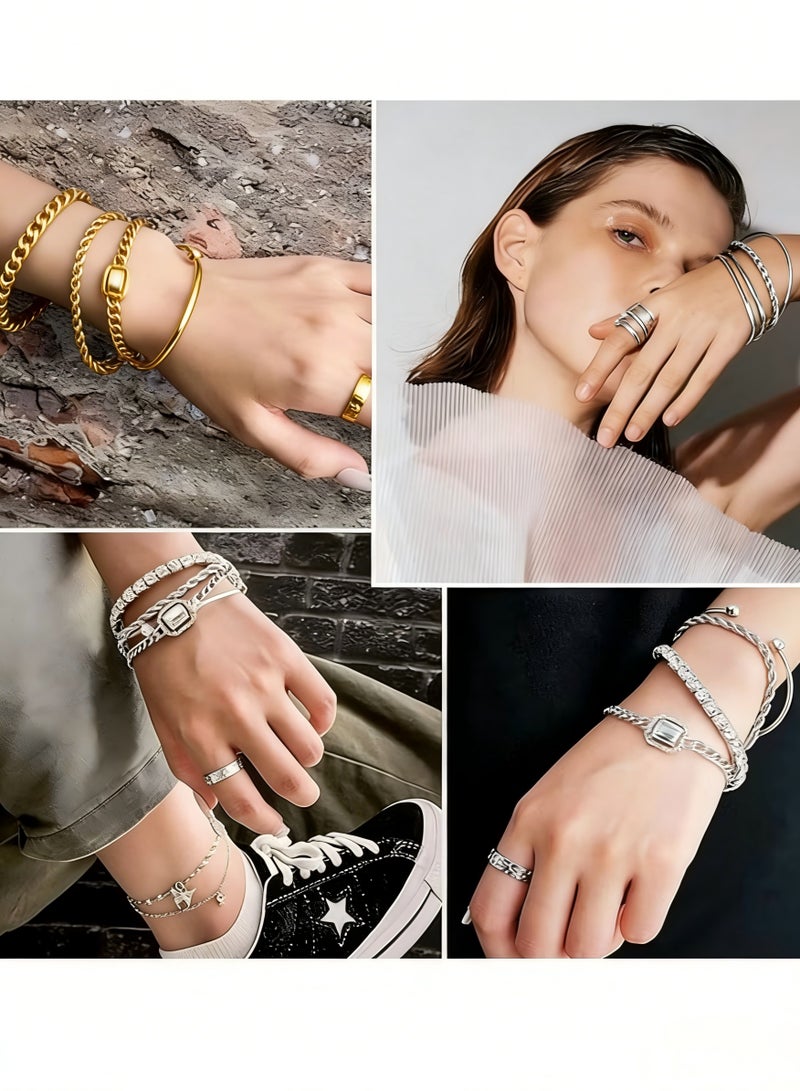 4 Pcs Dainty Gold Bracelets Set for Women, Adjustable Trendy Hand Jewelry, Suitable for Daily Use and Special Occasions - Image 2