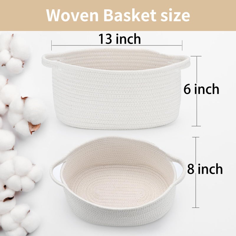 Happyiren Cute Woven Easter Basket with Handle, Baskets for Gifts Empty, Present Containers for Raffle Baby Shower Burr Basket, Decorative Organizer Box for Storage Baby Toy, 13" D x 8" W x 6" H - Image 4