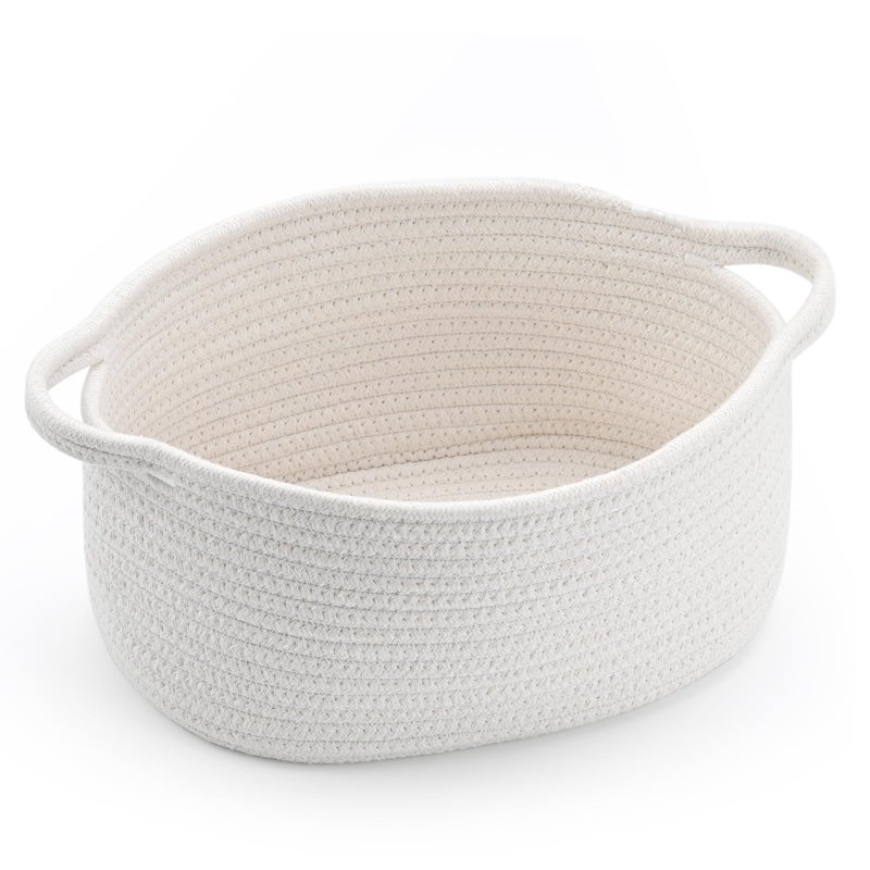 Happyiren Cute Woven Easter Basket with Handle, Baskets for Gifts Empty, Present Containers for Raffle Baby Shower Burr Basket, Decorative Organizer Box for Storage Baby Toy, 13" D x 8" W x 6" H - Image 1