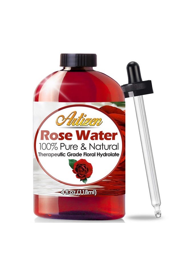 Artizen - 100% Pure Rose Water (Huge 4 Ounce Bottle) Natural Moroccan Rosewater Beautiful Fresh Fragrance Perfect Facial & Skin Toner & Moisturizer - Image 1