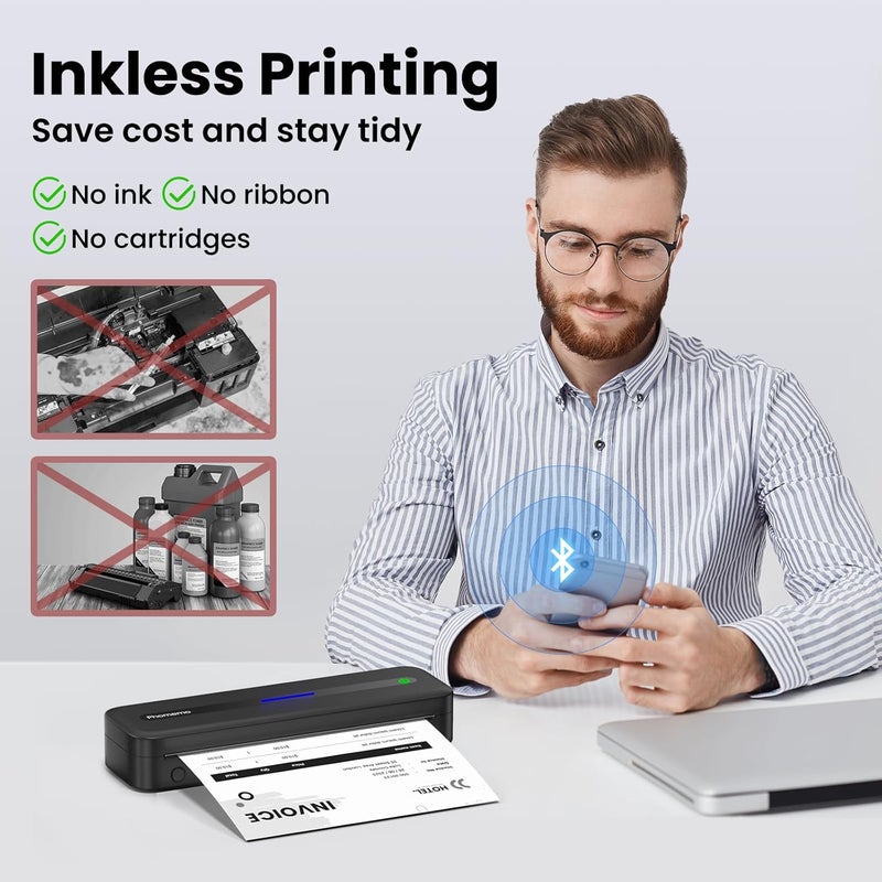 Phomemo M832 Portable Wireless Thermal Printer with Carrying Case - Inkless Bluetooth Printing for A4 & US Letter Size - Image 2