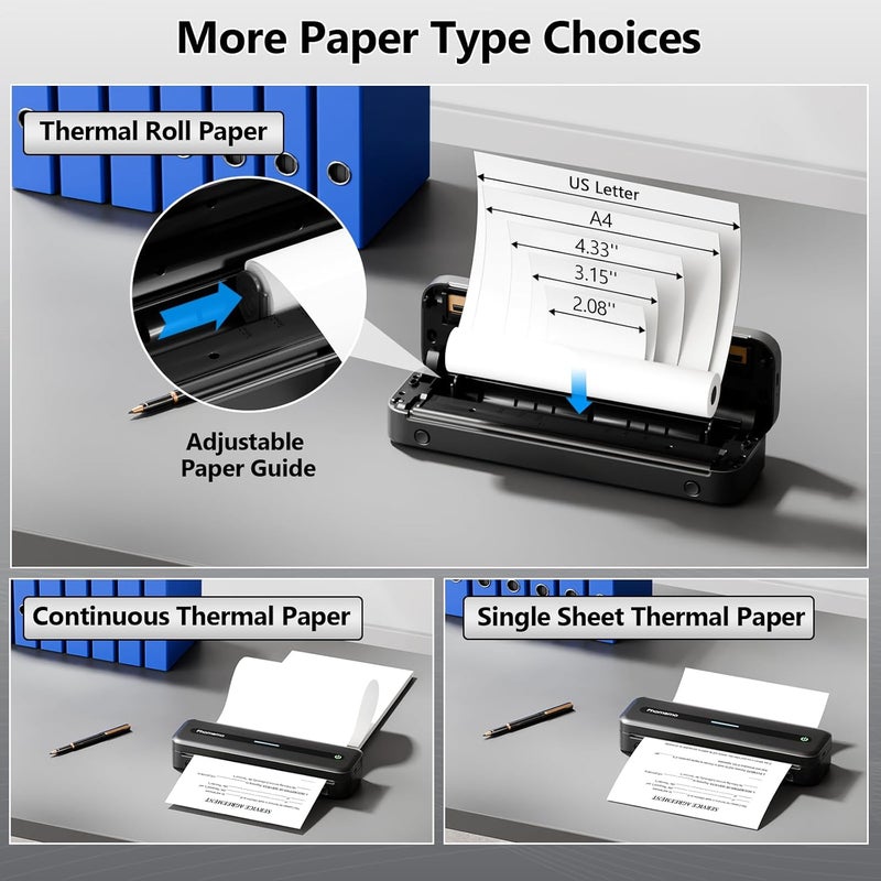 Phomemo M832 Portable Wireless Thermal Printer with Carrying Case - Inkless Bluetooth Printing for A4 & US Letter Size - Image 4
