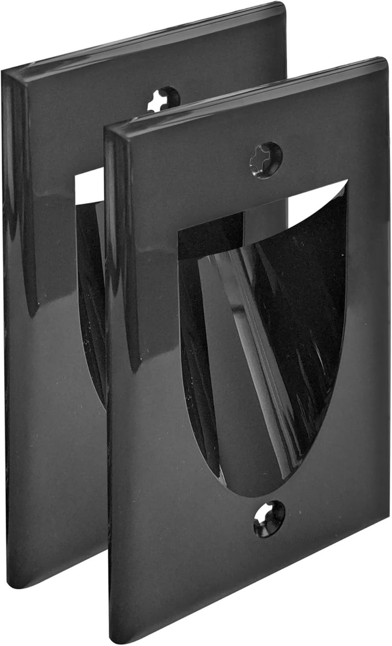 Best Mounts بيست ماونتس - حزمة 2 من إدارة كابلات خلف الجدار لتلفاز مثبت على الحائط - لوحات جدارية منخفضة الجهد لتمرير الكابلات للأسلاك، HDTV، HDMI (أسود) - Image 1