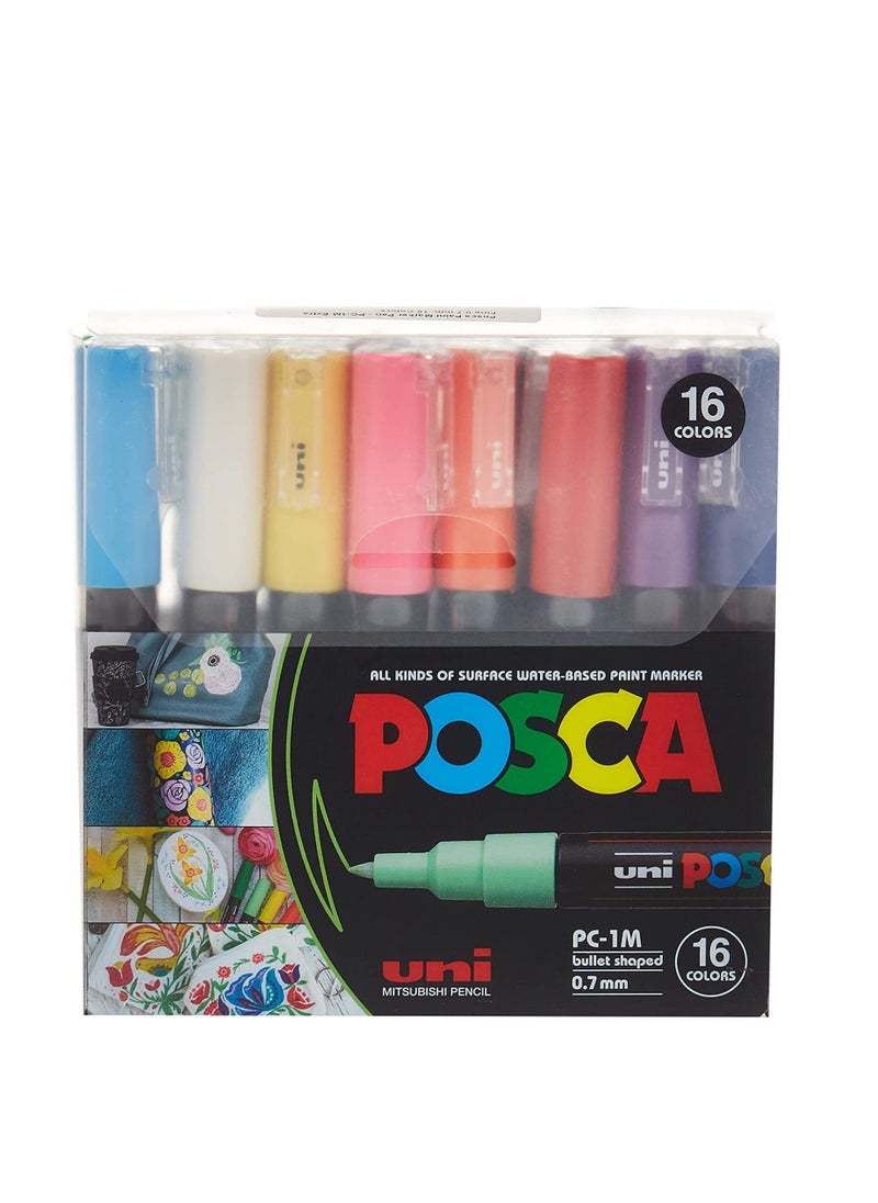 Uni - 16-Piece POSCA Extra Fine Paint Marker Multicolour - Image 1