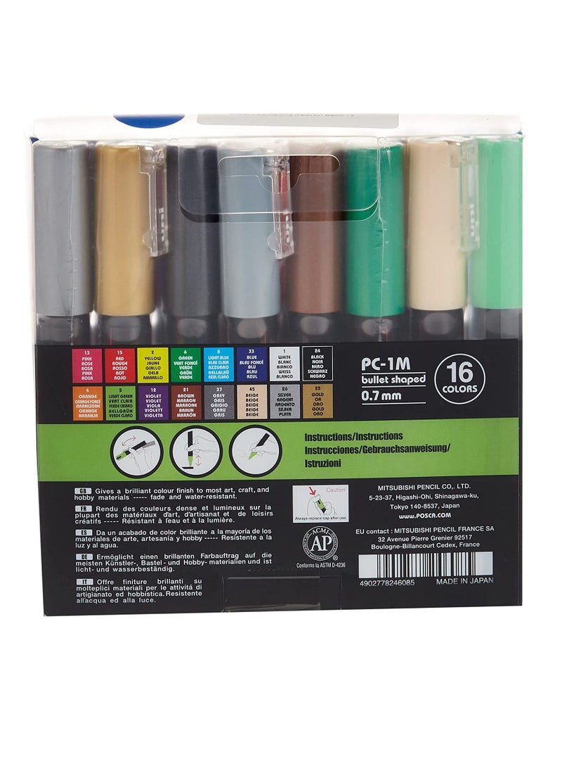 Uni - 16-Piece POSCA Extra Fine Paint Marker Multicolour - Image 1
