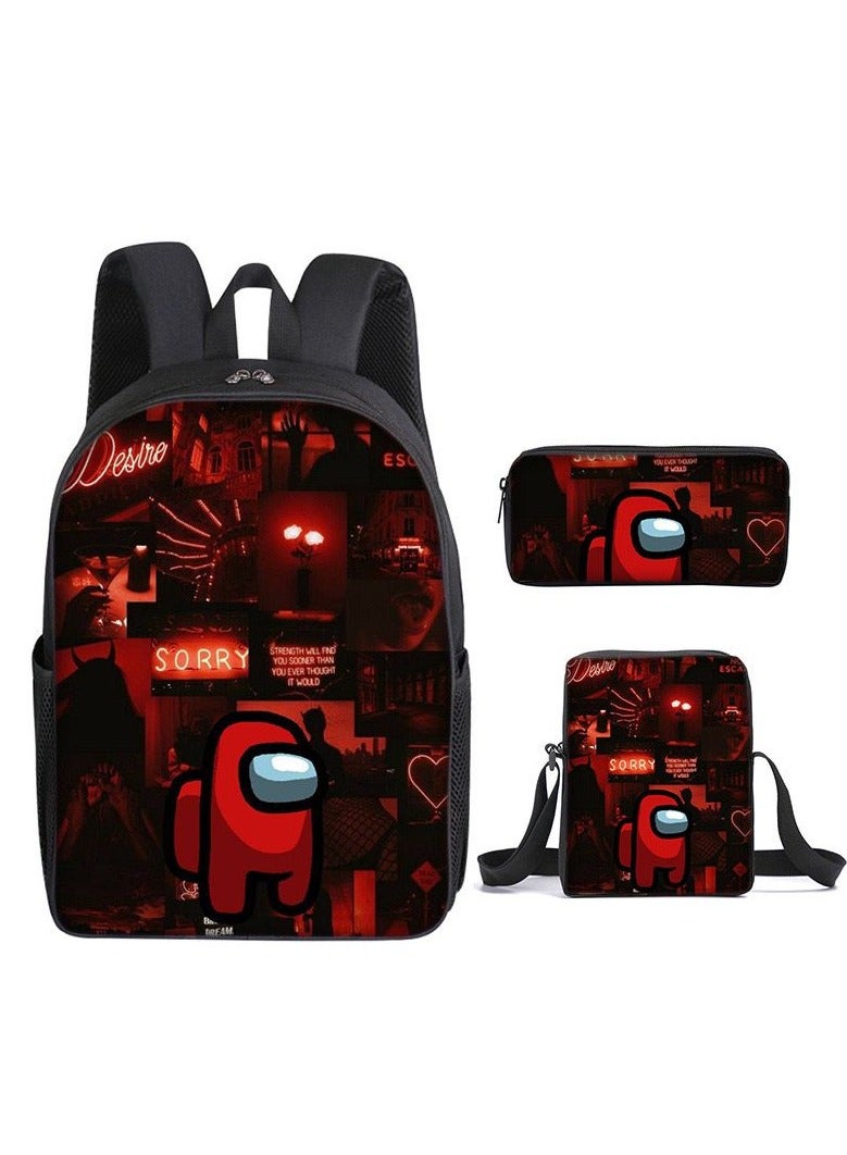 Among Us 3-Piece Among Us student backpack cartoon backpack children's backpack shoulder bag