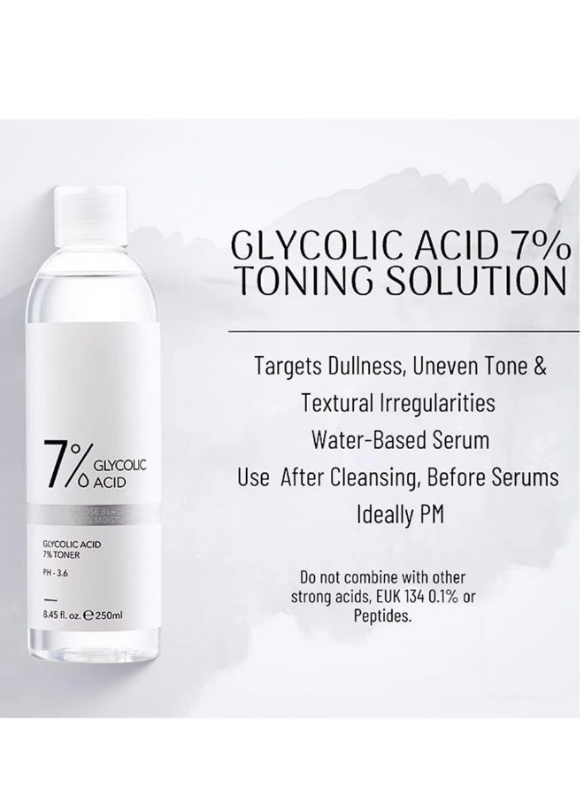 7% Glycolic Acid Toner Refreshing Toner Water Nourish Sooths Skin 250ml