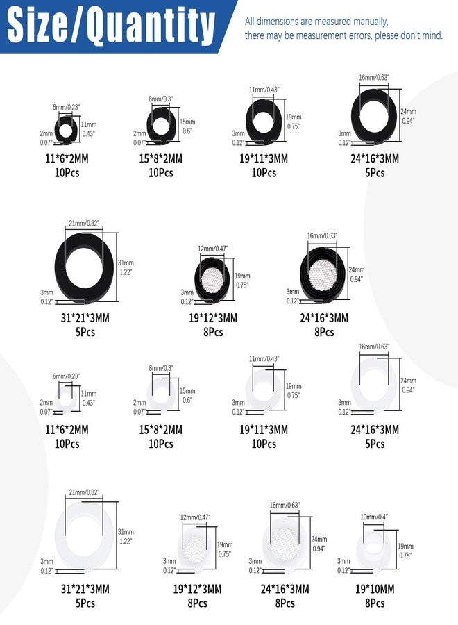 Glarks 120Pcs 8 Sizes Plumbing Rubber Washers and Silicone Hose O Ring Flat Gasket Assortment Kit for Faucet Brass Garden Hose Tub Shower Hose Head Filter Faucet Pipe Valve Tube Connect - Image 2