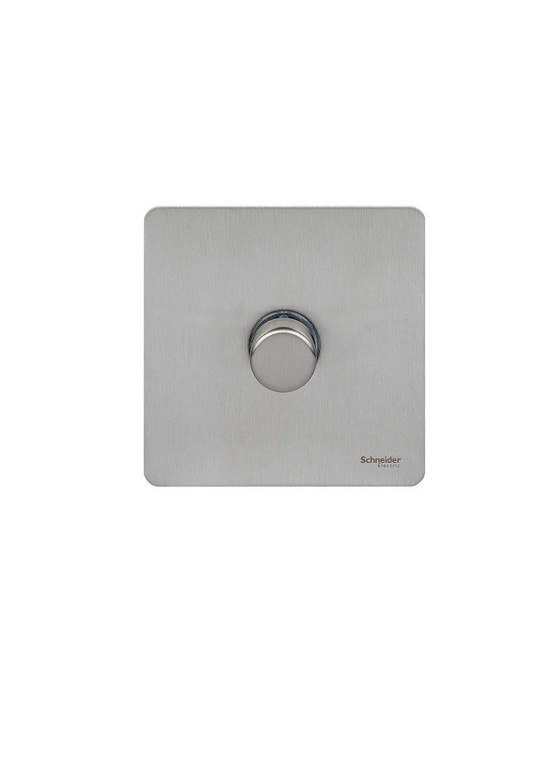 Schneider Electric Schneider Electric Ultimate Screwless Flat Plate - Single Rotary 2 Way Dimmer Light Switch, Main & Low Voltage, 400W/VA, GU6412CSS, Stainless Steel  - Image 1
