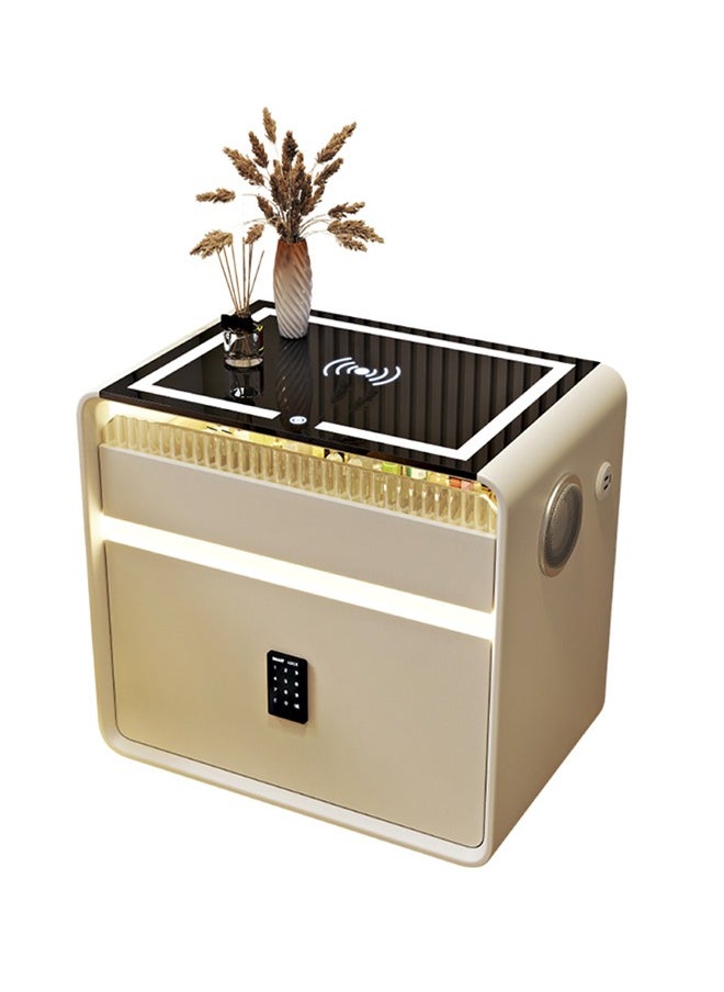 keke Multifunctional Three drawers Bedside Table with LED Lighting, Wireless Charging, Password Lock, Speaker and USB Port  - Image 1