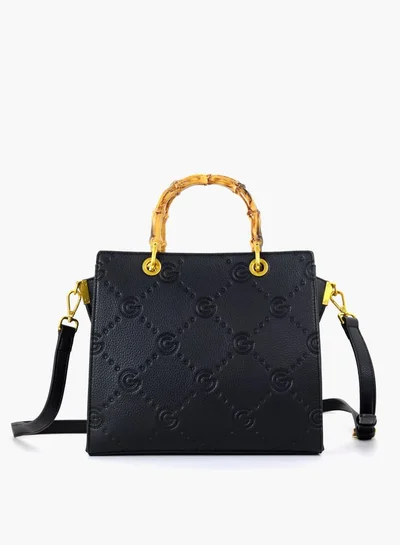 Gabriella Gucci Gabriella Gucci Monogram Embossed Tote Bag with Top Handle and Zip Closure