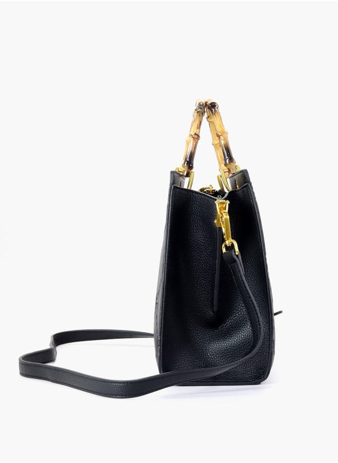 Gabriella Gucci - Gabriella Gucci Monogram Embossed Tote Bag with Top Handle and Zip Closure - Image 1