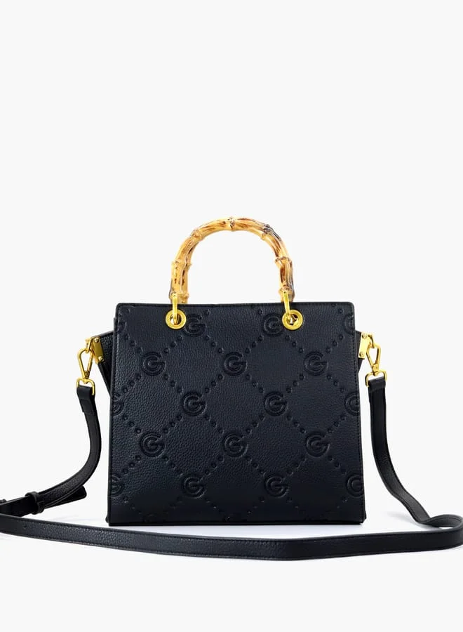 Gabriella Gucci Gabriella Gucci Monogram Embossed Tote Bag with Top Handle and Zip Closure