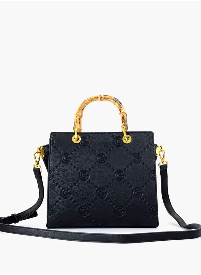 Gabriella Gucci - Gabriella Gucci Monogram Embossed Tote Bag with Top Handle and Zip Closure - Image 1