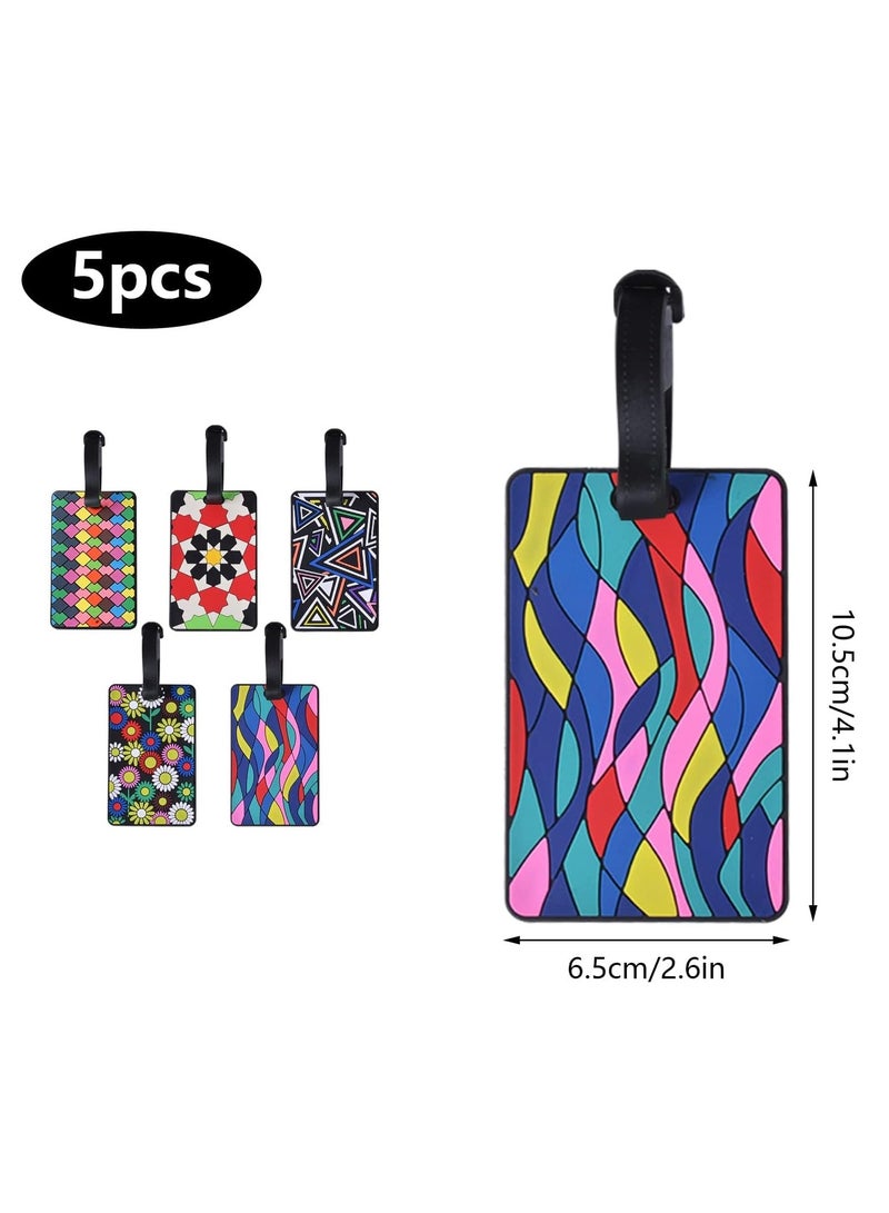 Zikra Silicone Luggage Tags and Straps, 5 Pack Luggage Labels, Suitcase Tags, Suitcase Identifier Tags, Baggage Tags, Travel ID Bag Tags with Name ID Card for Travel - Image 3
