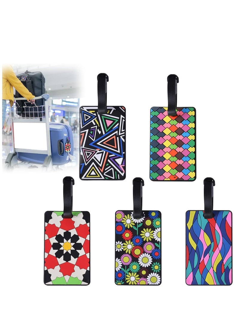 Zikra Silicone Luggage Tags and Straps, 5 Pack Luggage Labels, Suitcase Tags, Suitcase Identifier Tags, Baggage Tags, Travel ID Bag Tags with Name ID Card for Travel - Image 1