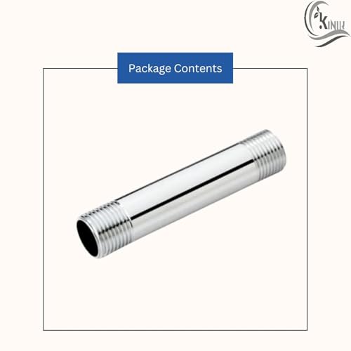 KINIK CP Brass Barrel Nipple 4 Inch | 1/2 Inch Thread Heavy Duty Chrome Plated Plumbing Connector - Image 3
