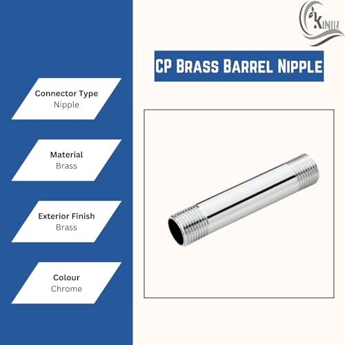 KINIK CP Brass Barrel Nipple 4 Inch | 1/2 Inch Thread Heavy Duty Chrome Plated Plumbing Connector - Image 5