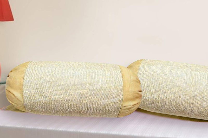 IM FAB Jute Fabric 275 TC Plain Beige Jute Bloster Cover (16 x 32 Inchs), 2 Pieces - Image 2