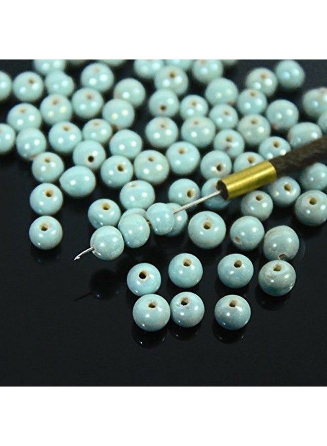 EmbroideryMaterial Round Ceramic Glass Beads (Moti) for Jewellery Making, Bracelet Making, Craft, Embroidery Work, Mala Making, Toran Making (Pale Turquoise, 100 Gram, 3 to 5 MM) - Image 3
