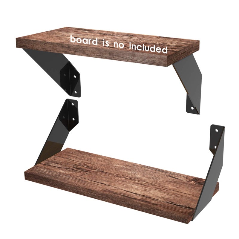 Homydom Floating Shelf Brackets 6 Inch For 6-8 Inch Board Flat Angle Curved Decorative Shelf Brackets Heavy Duty Floating Industrial Shelves L Brackets Rustic Farmhouse Black (4-Pack Hardware Only) - Image 1